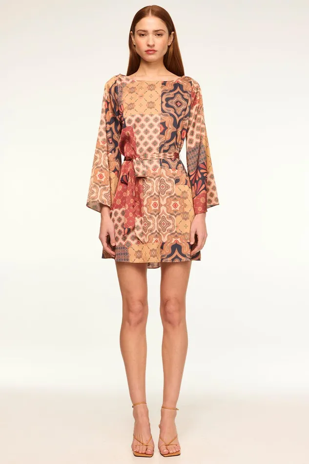 Women MISA Los Angeles Dresses TWIGGY DRESS Surreal Patchwork Satin