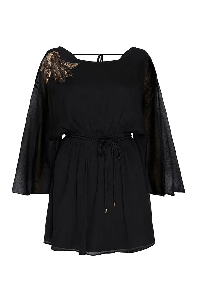 Women MISA Los Angeles Exclusives KATANA DRESS Black Palm D039or