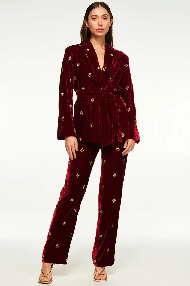 Women MISA Los Angeles Jackets LENA BLAZER Garnet Velvet