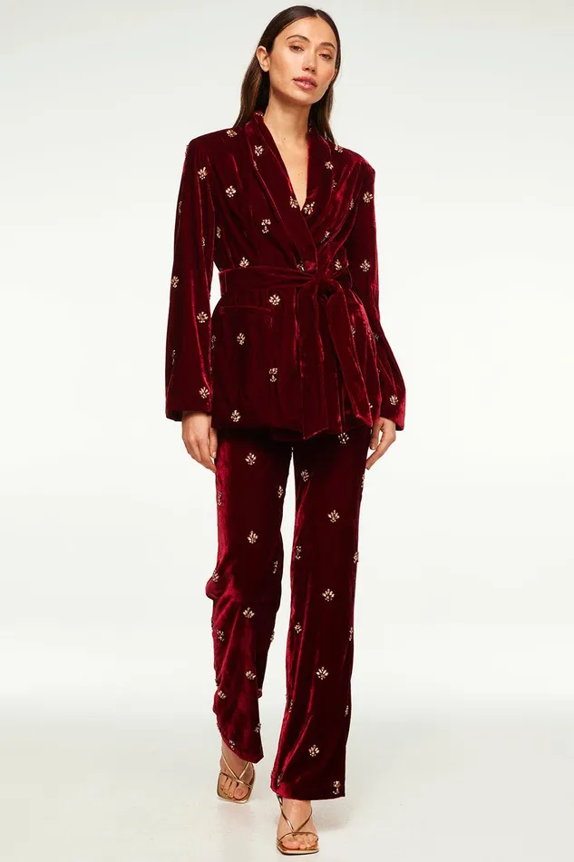 Women MISA Los Angeles Jackets LENA BLAZER Garnet Velvet
