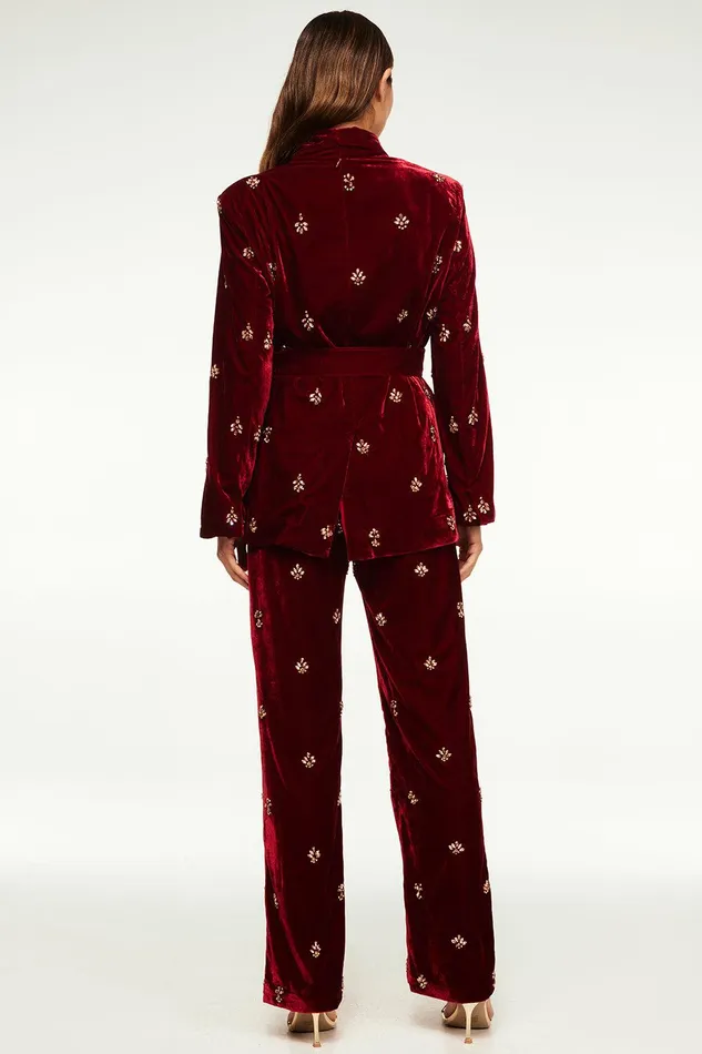 Women MISA Los Angeles Jackets LENA BLAZER Garnet Velvet