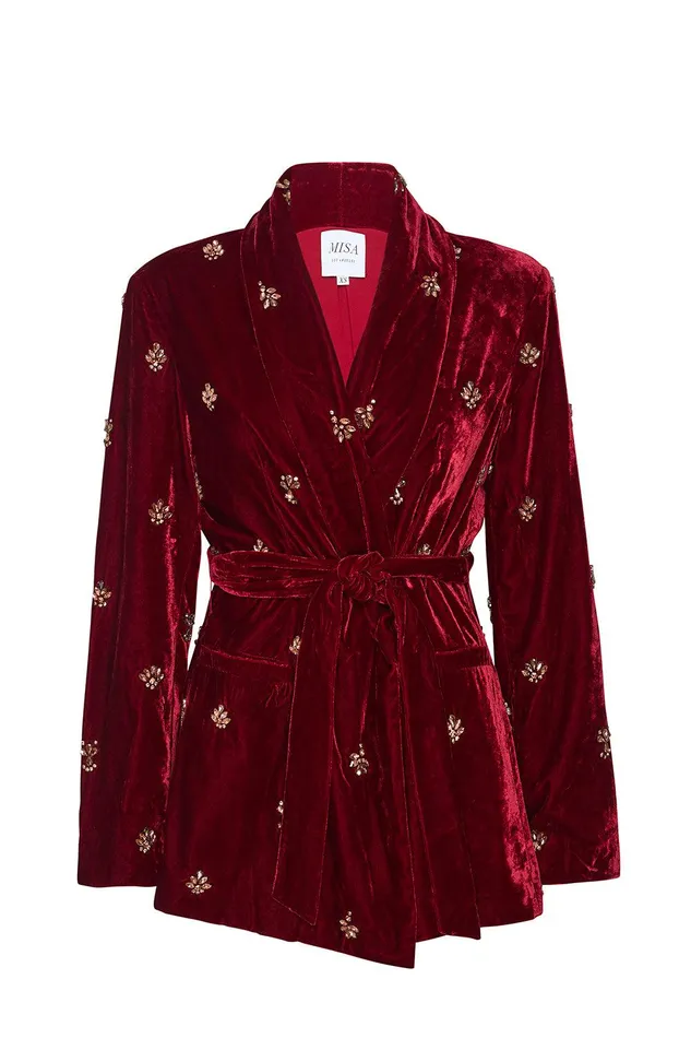 Women MISA Los Angeles Jackets LENA BLAZER Garnet Velvet