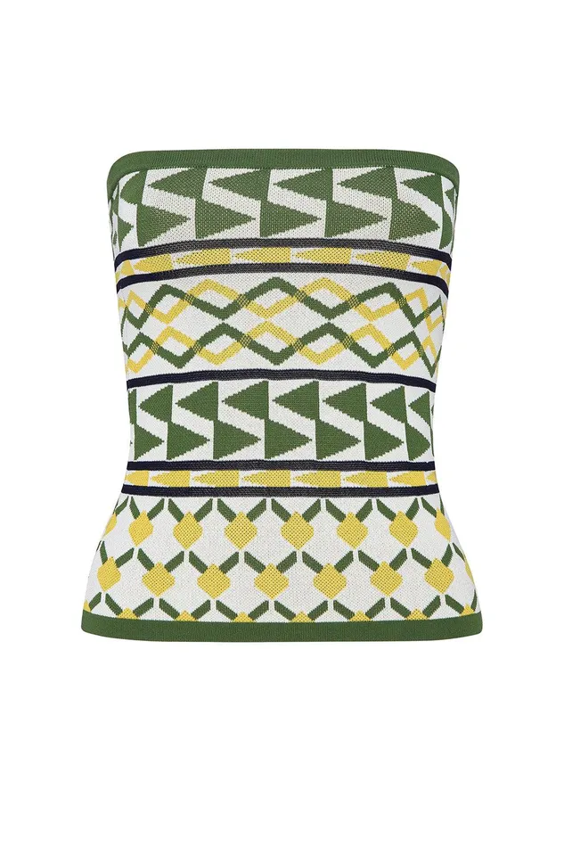 Women MISA Los Angeles Knits AIDA TOP Limoncello Geo Jacquard
