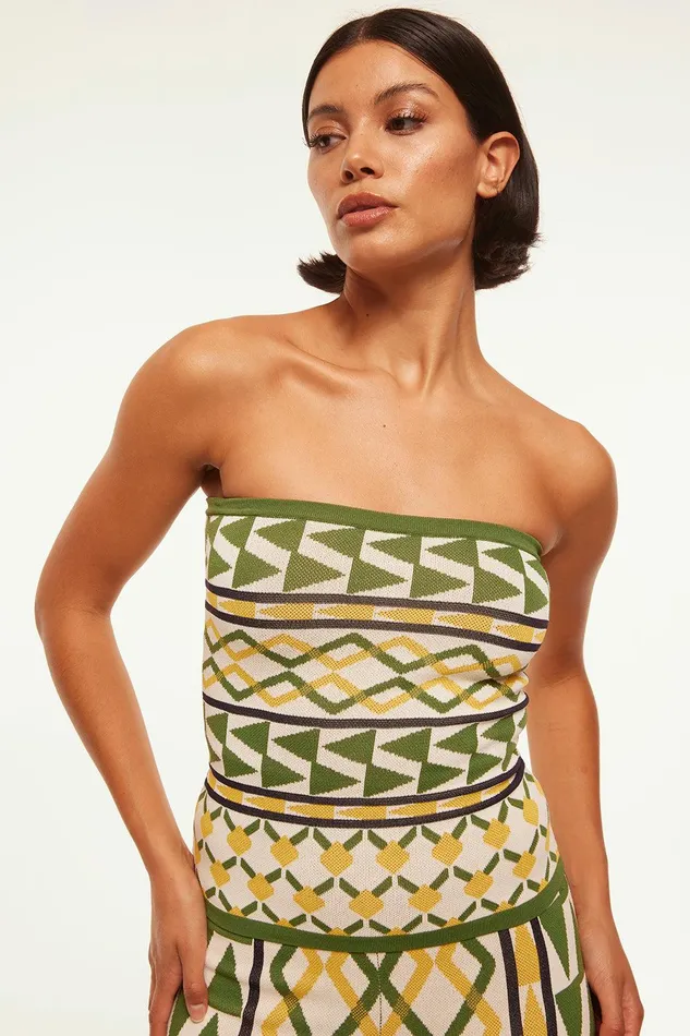 Women MISA Los Angeles Matching Sets AIDA TOP Limoncello Geo Jacquard