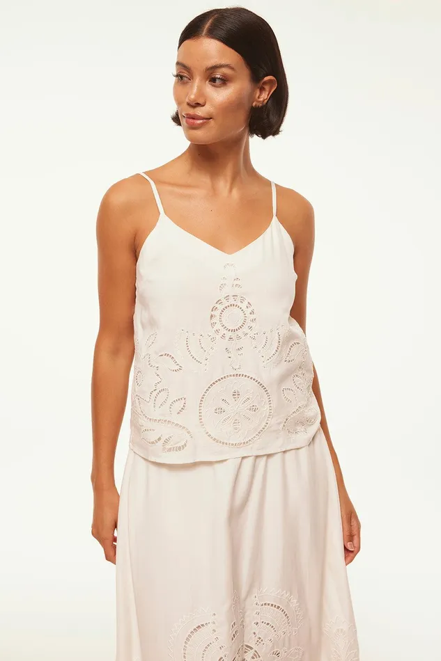 Women MISA Los Angeles Matching Sets MARCELA TOP Canary Eyelet