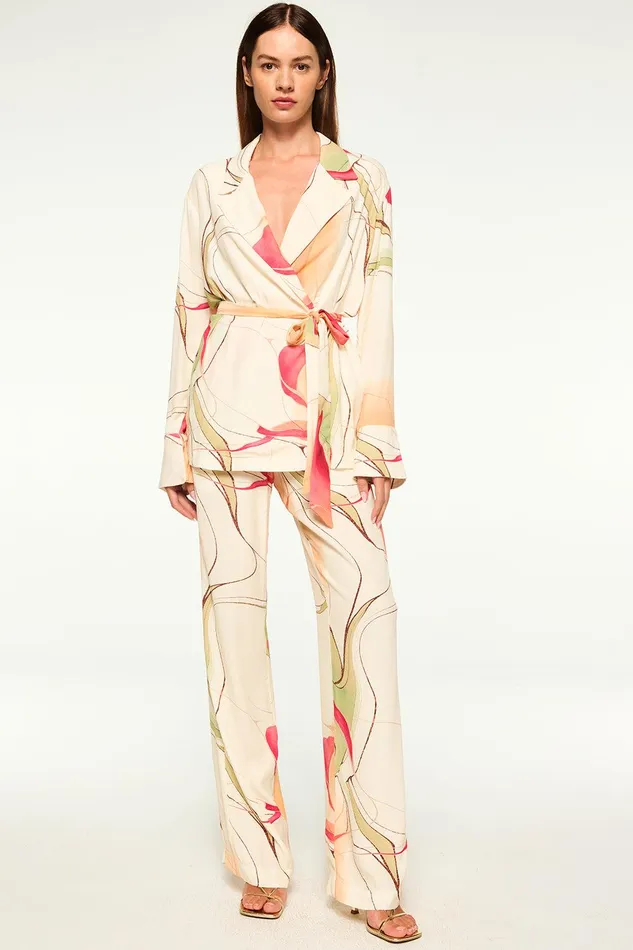 Women MISA Los Angeles Matching Sets RITA PANT Divine Marble Crepe