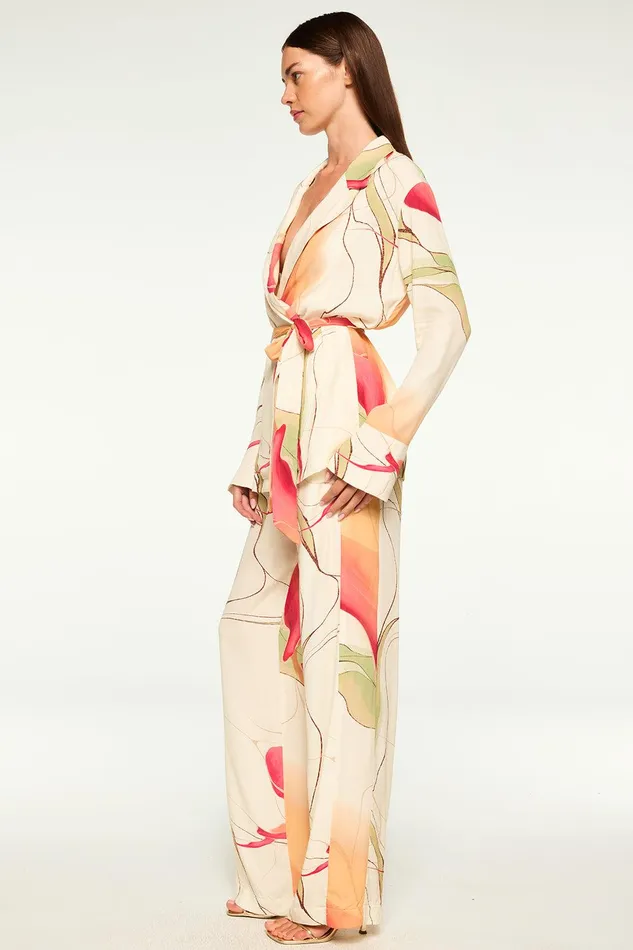 Women MISA Los Angeles Matching Sets RITA PANT Divine Marble Crepe