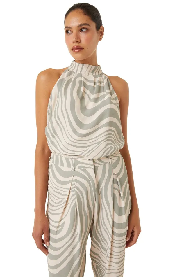 Women MISA Los Angeles Matching Sets YVAN TOP Abstract Zebra