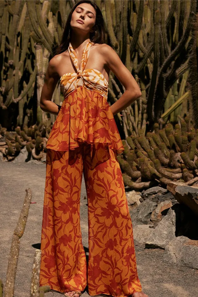 Women MISA Los Angeles Pants FREDA PANT Atlas Floral Persimmon