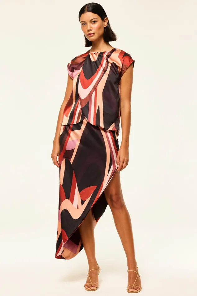 Women MISA Los Angeles Skirts and Shorts FRANCO SKIRT Canyon Stripe Satin