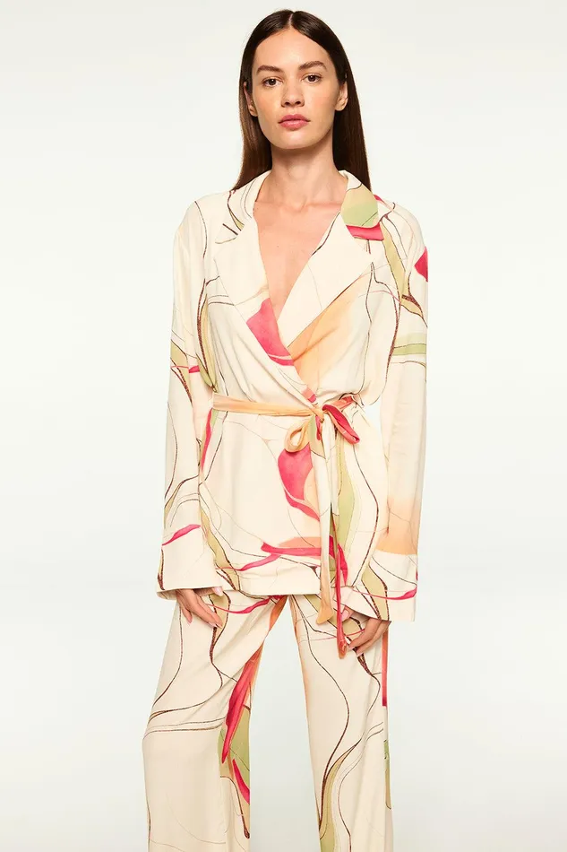 Women MISA Los Angeles Tops FREJA TOP Divine Marble Crepe