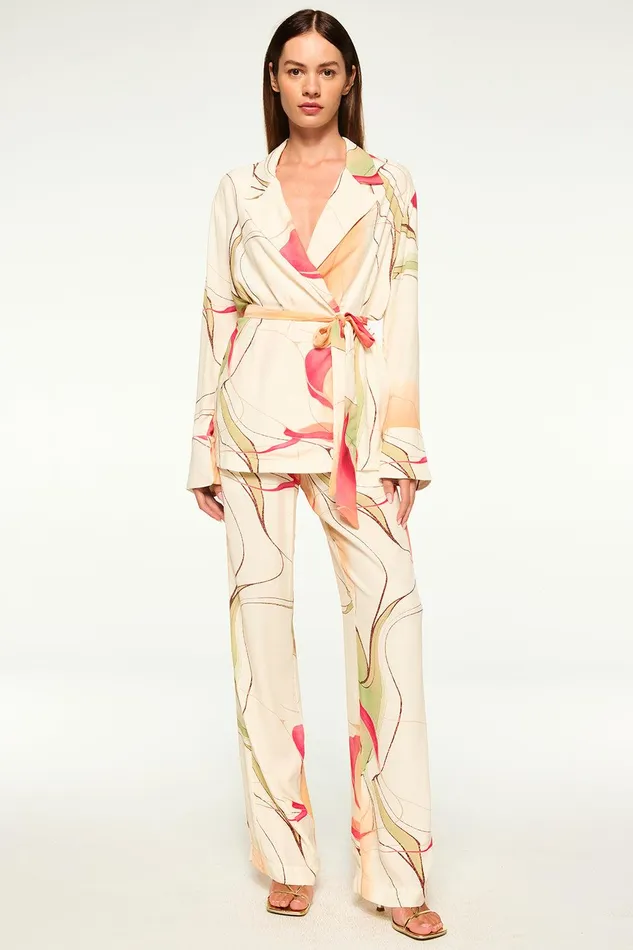 Women MISA Los Angeles Tops FREJA TOP Divine Marble Crepe