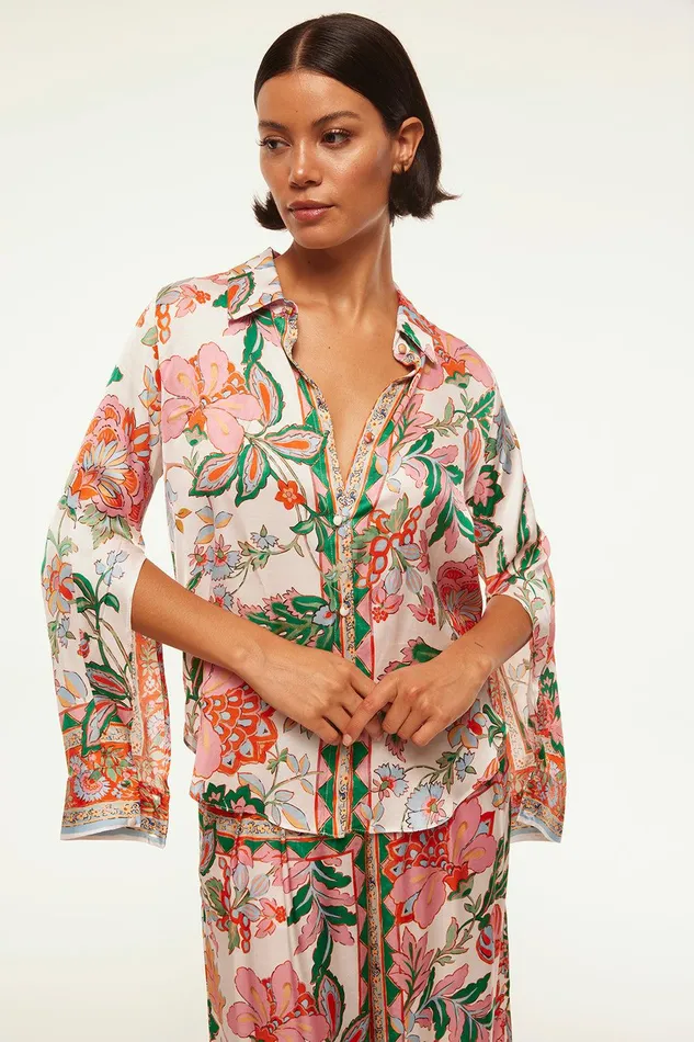 Women MISA Los Angeles Tops ROYA TOP Casablanca Border Mix