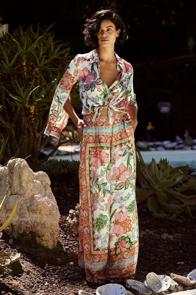 Women MISA Los Angeles Tops ROYA TOP Casablanca Border Mix