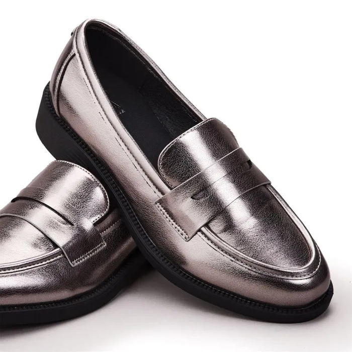 Women Moda In Pelle Brogues And Loafers Danna Pewter Porvair