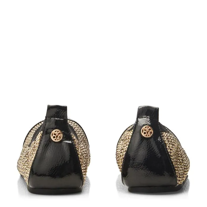 Women Moda In Pelle Flat And Ballerina Shoes Fliccy Gold Textile