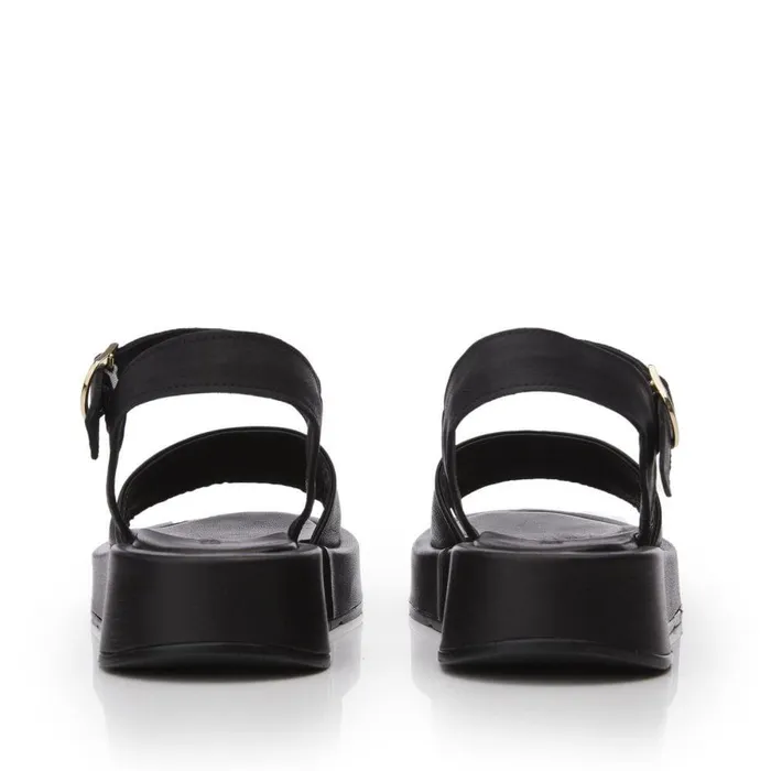 Women Moda In Pelle Flatform Sandals Shoon Sh Mirella Black Leather
