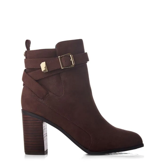 Women Moda In Pelle Heeled And Wedge Boots Marilena Dark Brown Alcantara