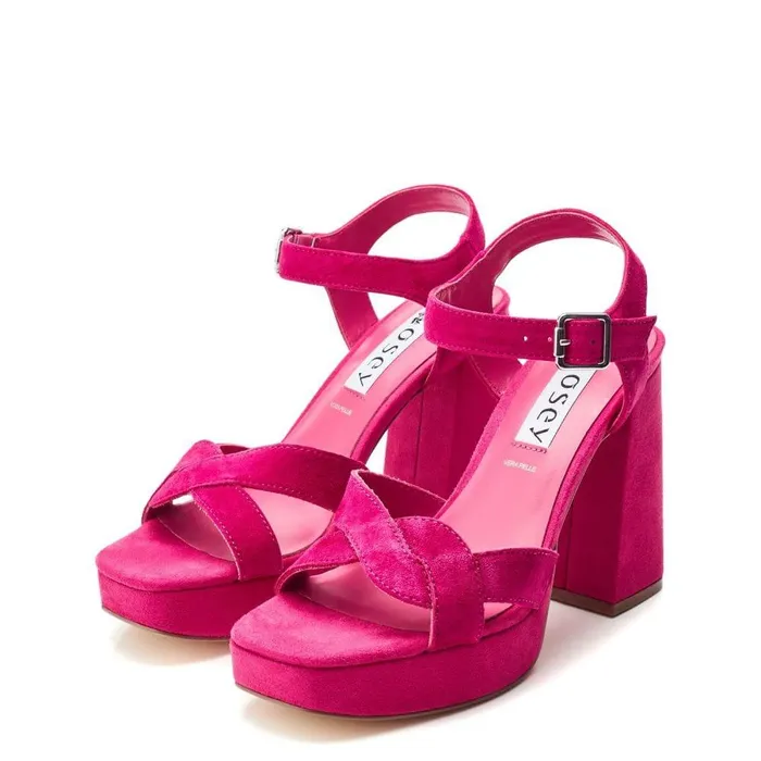 Women Moda In Pelle Heeled Sandals Bsoleful BFunsi Fuschia Suede