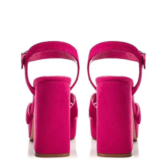 Women Moda In Pelle Heeled Sandals Bsoleful BFunsi Fuschia Suede