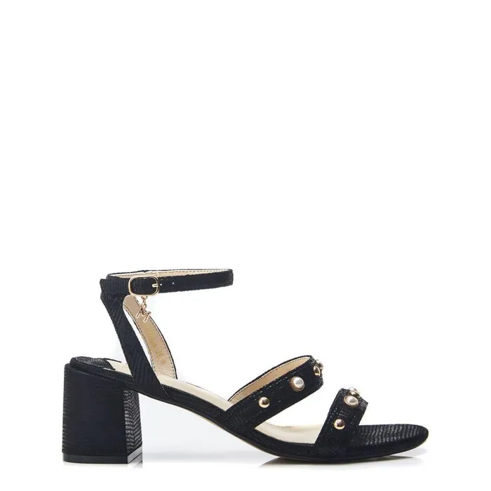 Women Moda In Pelle Heeled Sandals Morrila Black Lizard