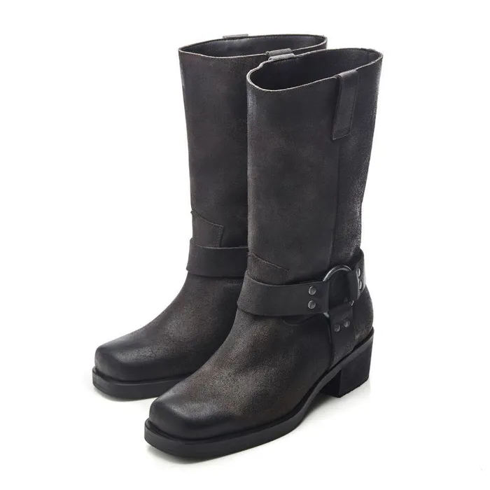 Women Moda In Pelle Knee High Boots Demeter Charcoal Suede
