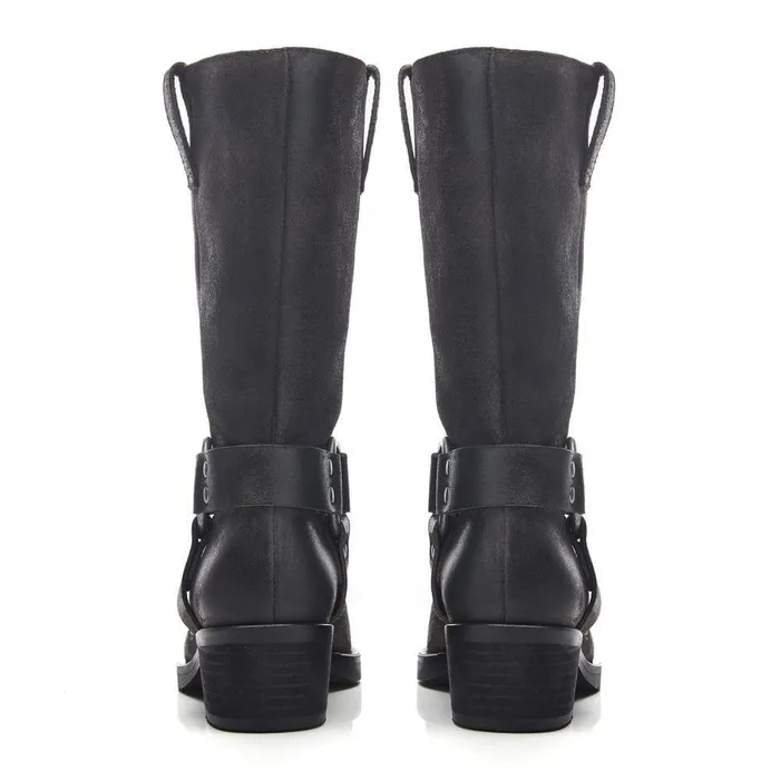 Women Moda In Pelle Knee High Boots Demeter Charcoal Suede