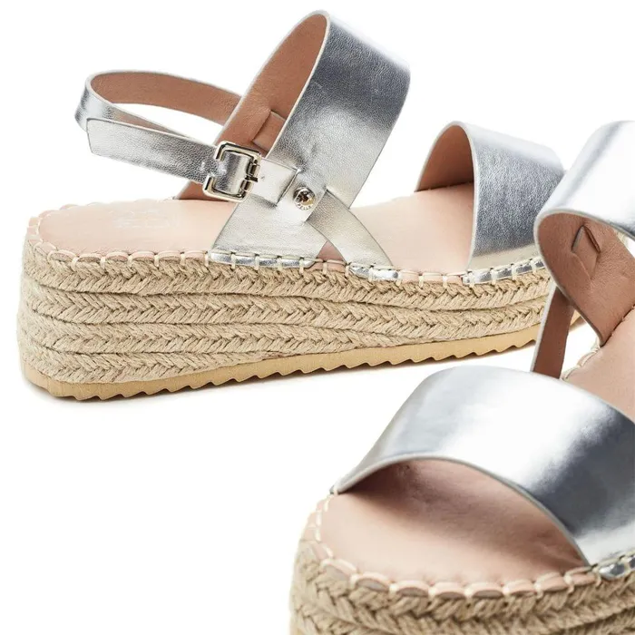 Women Moda In Pelle Wedge Sandals Nashay Silver Porvair
