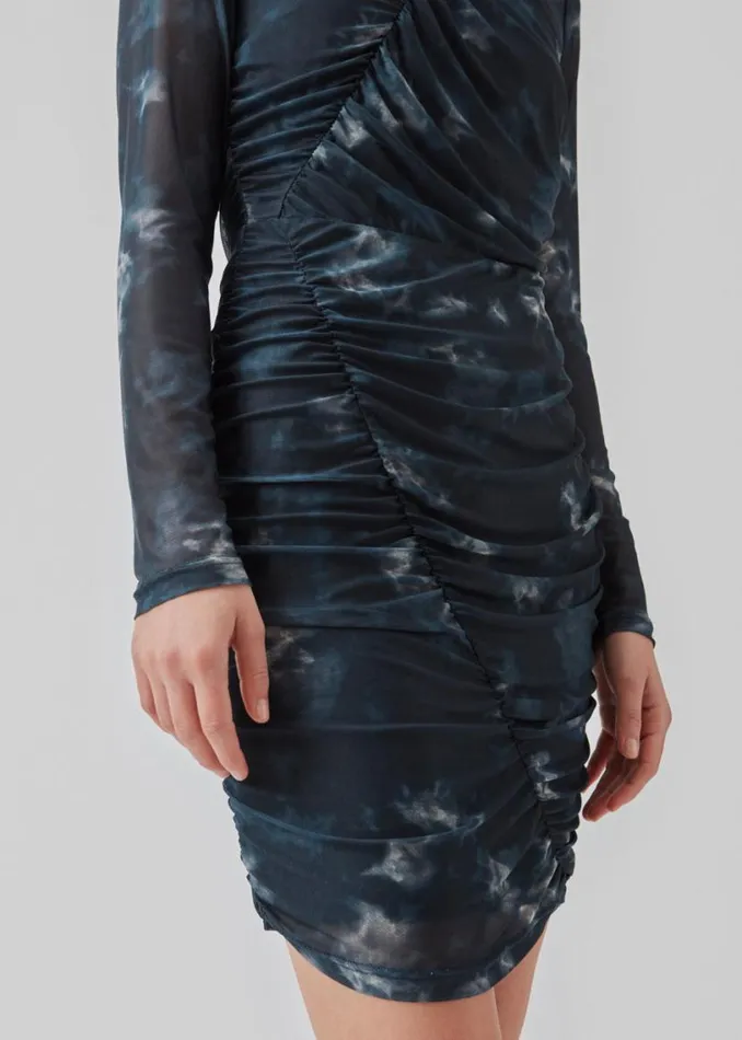 Women Modstrm Dresses CliffordMD Print Dress Midnight Tie Dye Women Modstrm Dresses CliffordMD Print Dress Midnight Tie Dye