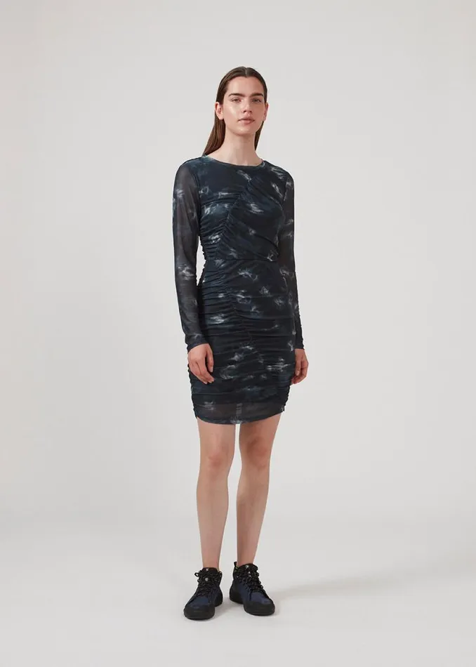 Women Modstrm Dresses CliffordMD Print Dress Midnight Tie Dye Women Modstrm Dresses CliffordMD Print Dress Midnight Tie Dye