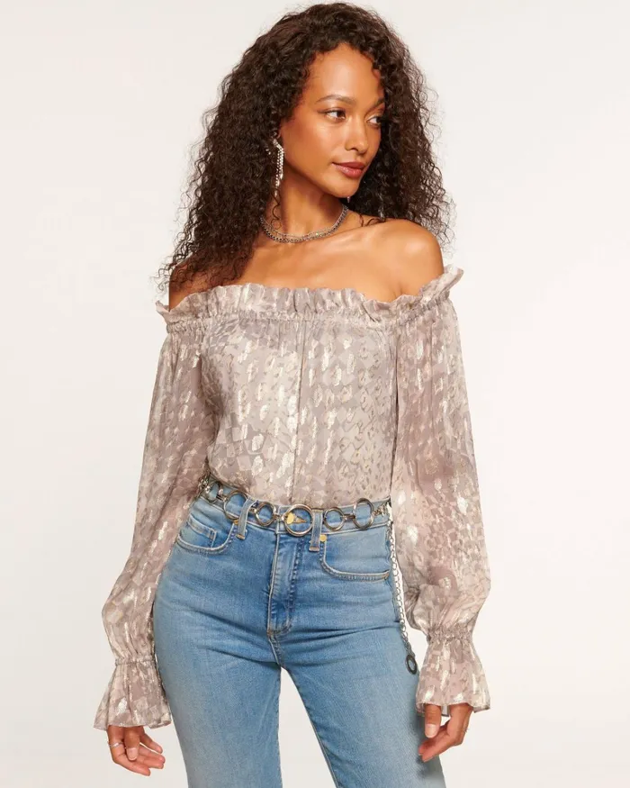 Women Morgan OffTheShoulder Top Slate Kaleidoscope Ramy Brook Tops