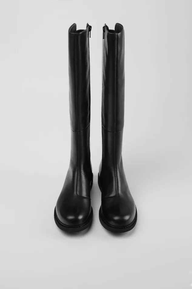 Women Neuman Black Leather And Textile Highboots Camper Boots Women Neuman Black Leather And Textile Highboots Camper Boots