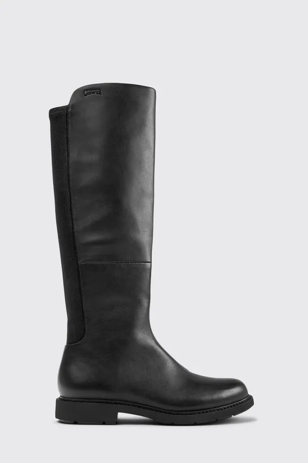 Women Neuman Black Leather And Textile Highboots Camper Boots Women Neuman Black Leather And Textile Highboots Camper Boots