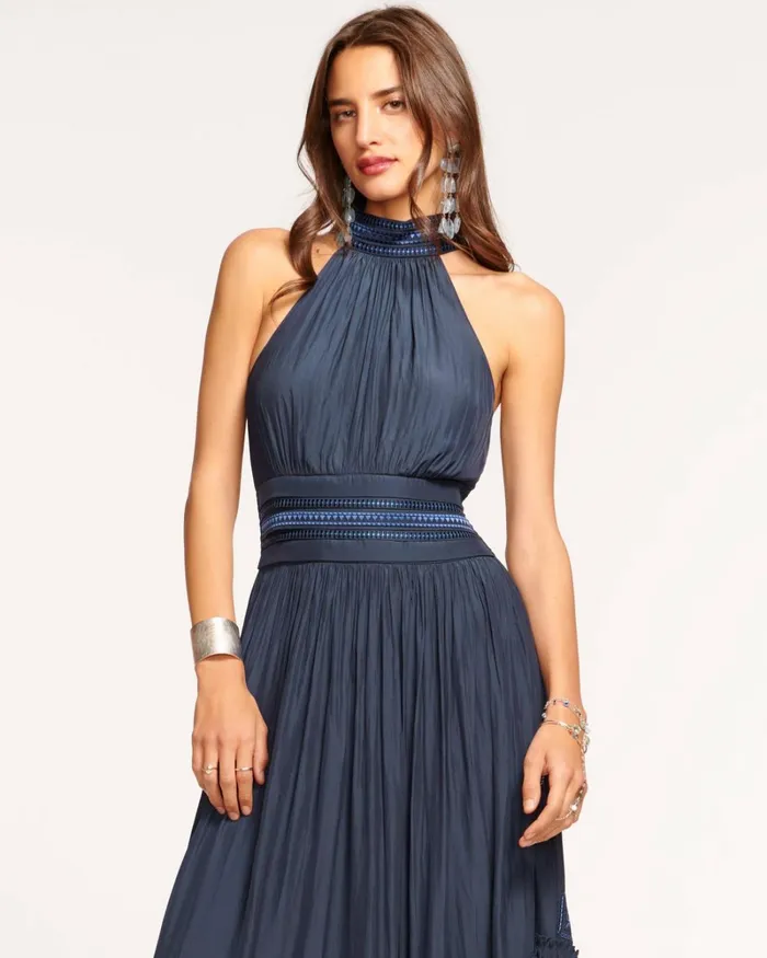 Women Nova High Neck Maxi Dress Navy Ramy Brook Dresses