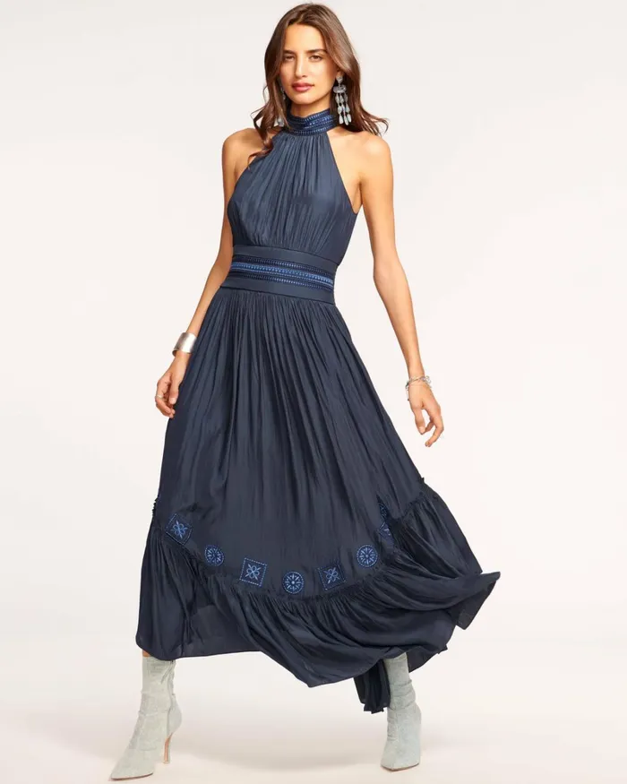 Women Nova High Neck Maxi Dress Navy Ramy Brook Dresses Women Nova High Neck Maxi Dress Navy Ramy Brook Dresses