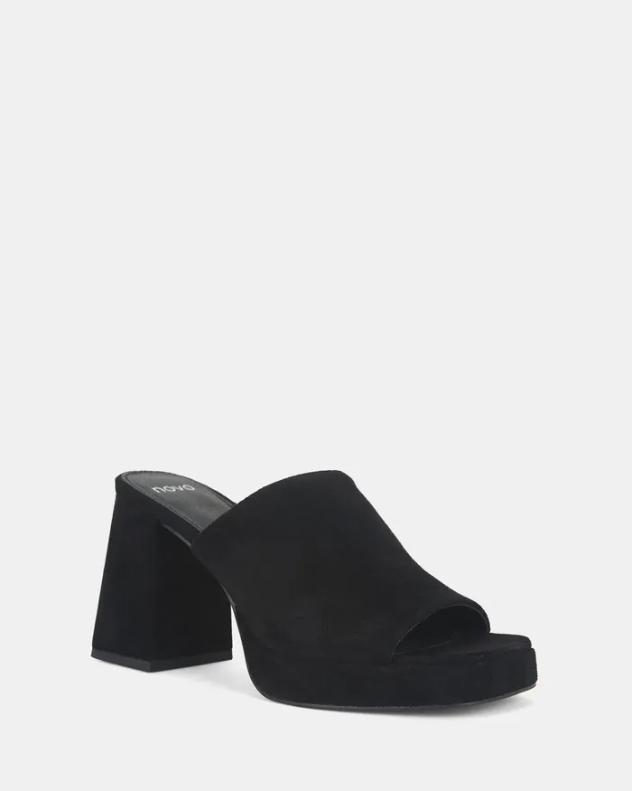 Women NOVO Shoes FUTURA BLACK Open Toe Heels Peep Toes