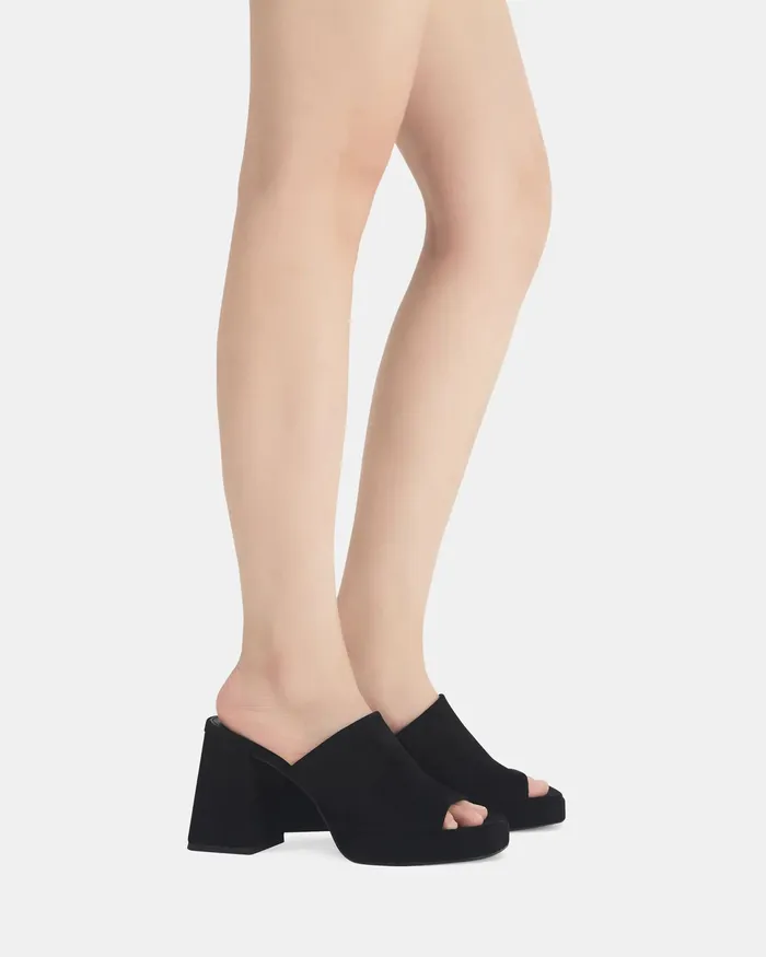 Women NOVO Shoes FUTURA BLACK Open Toe Heels Peep Toes