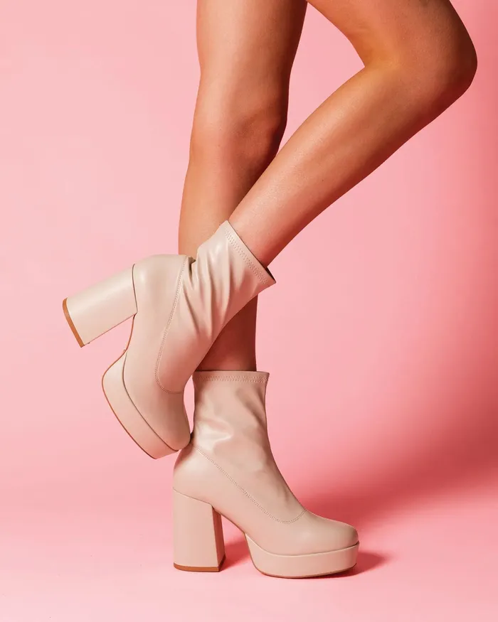 Women NOVO Shoes JURIAN CREAM Platform Boots
