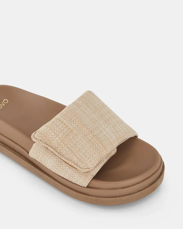 Women NOVO Shoes TARONGA RAFFIA Sandals Slides
