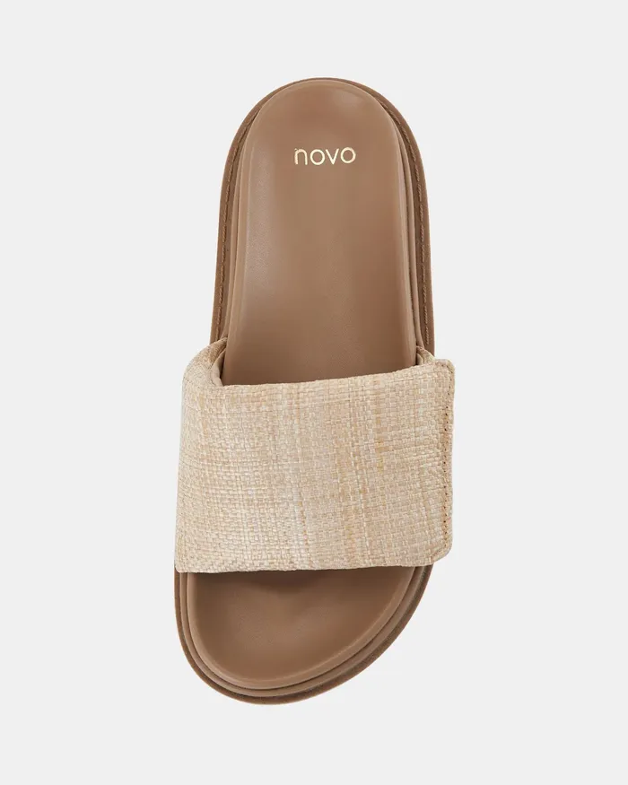 Women NOVO Shoes TARONGA RAFFIA Sandals Slides