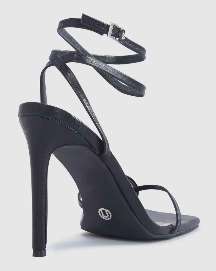Women NOVO Shoes ZEREK BLACK Open Toe Heels Stilettos