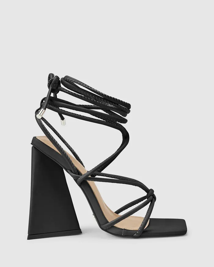 Women NOVO Shoes ZONAL BLACK High Heels Block Heels