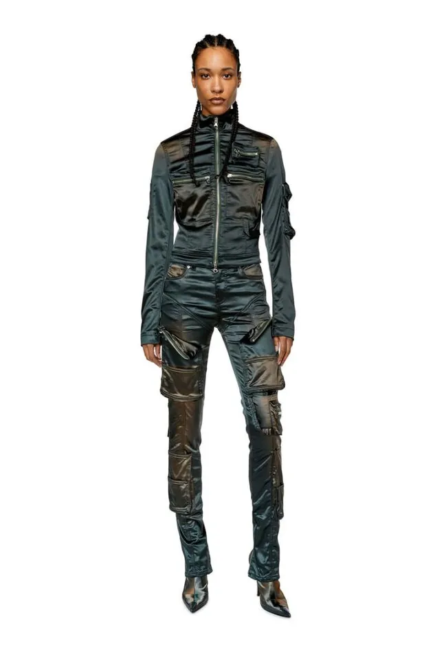 Women PLandyShow Dark Grey Diesel Trousers And Shorts