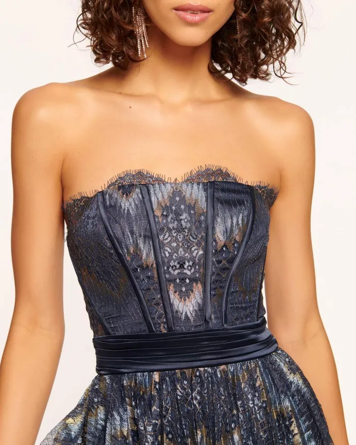 Women Paisley Strapless Mini Dress Navy Lace Ramy Brook Dresses Women Paisley Strapless Mini Dress Navy Lace Ramy Brook Dresses