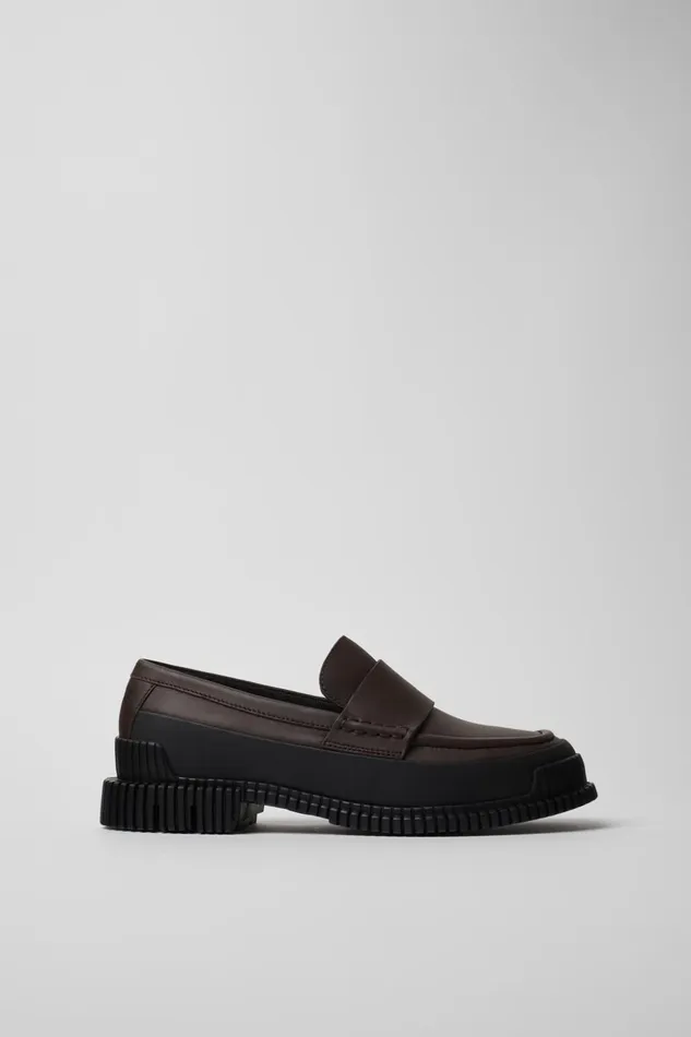 Women Pix Brown And Black Leather Loafer Camper Formal Shoes Women Pix Brown And Black Leather Loafer Camper Formal Shoes