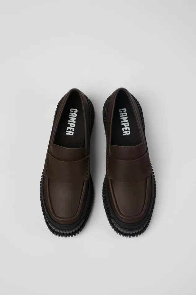 Women Pix Brown And Black Leather Loafer Camper Formal Shoes Women Pix Brown And Black Leather Loafer Camper Formal Shoes