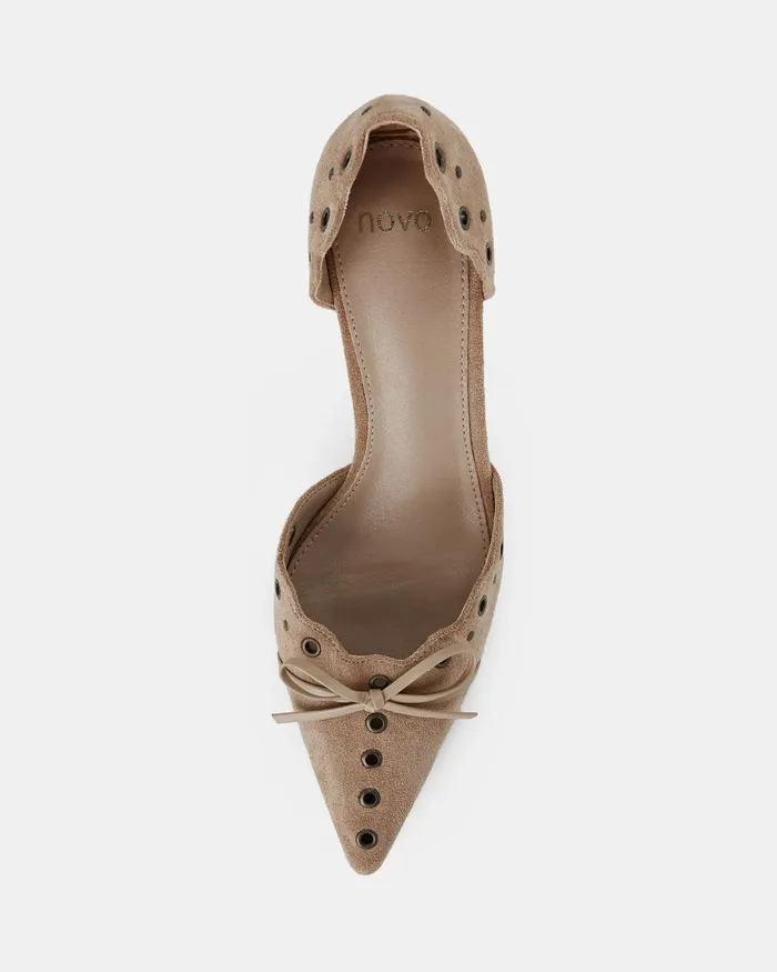 Women Pumps NOVO Shoes ILLASI Sand Closed Toe Heels