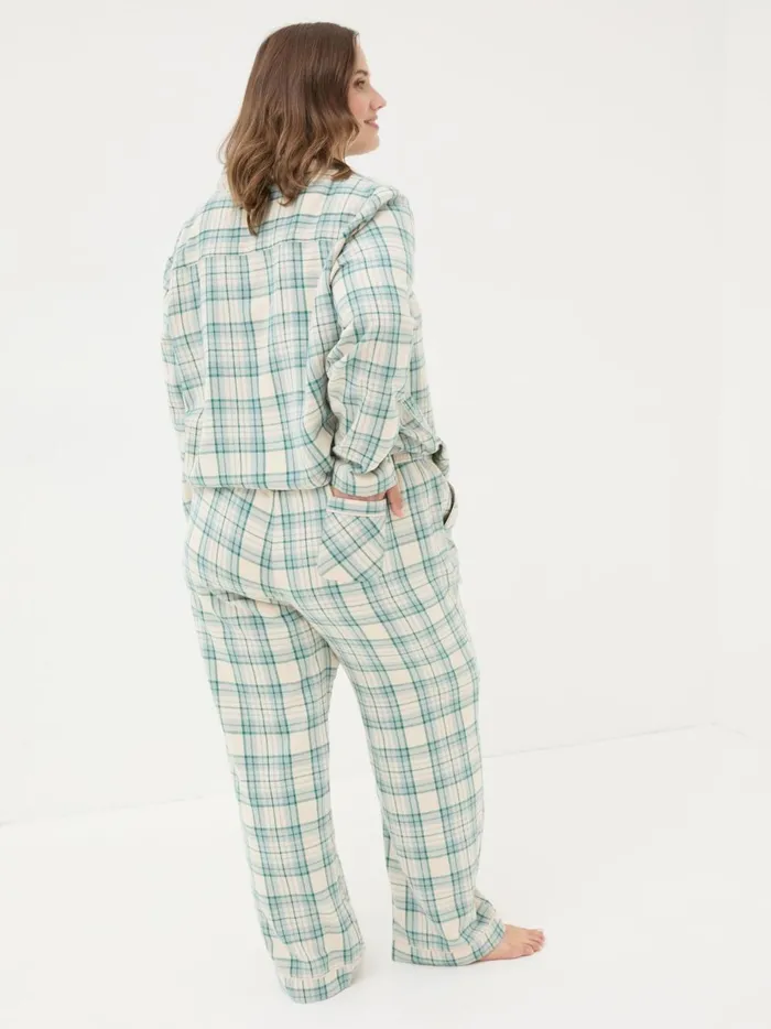 Women Pyjamas and Nightwear Fat Face Green Check Pyjama Set