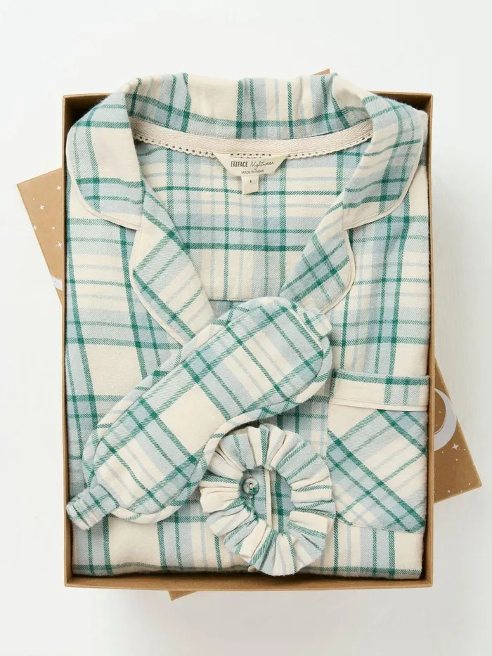 Women Pyjamas and Nightwear Fat Face Green Check Pyjama Set
