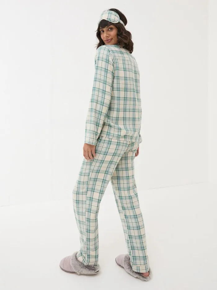 Women Pyjamas and Nightwear Fat Face Green Check Pyjama Set
